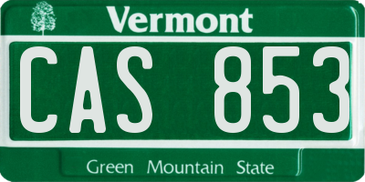 VT license plate CAS853
