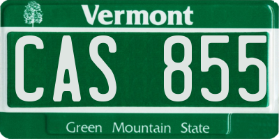 VT license plate CAS855