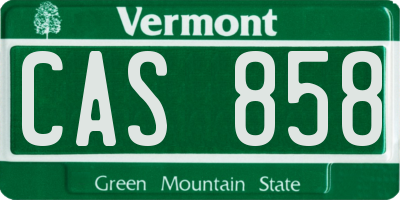 VT license plate CAS858