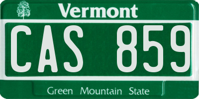 VT license plate CAS859