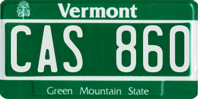VT license plate CAS860