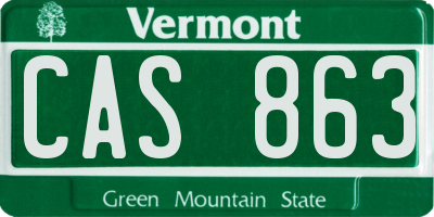 VT license plate CAS863
