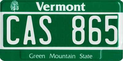 VT license plate CAS865