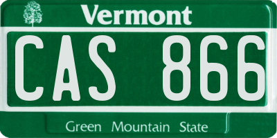 VT license plate CAS866