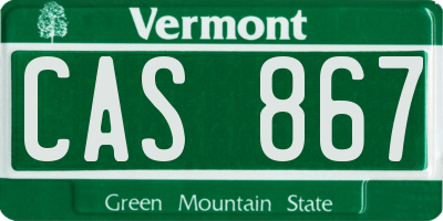 VT license plate CAS867