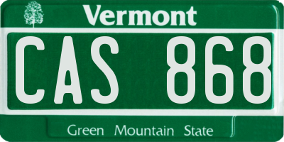 VT license plate CAS868