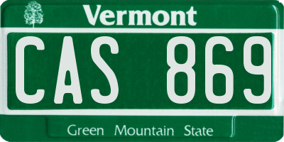 VT license plate CAS869