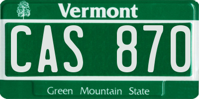 VT license plate CAS870