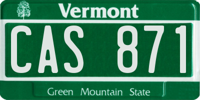 VT license plate CAS871