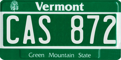 VT license plate CAS872