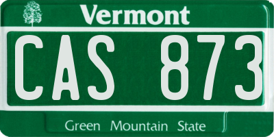VT license plate CAS873