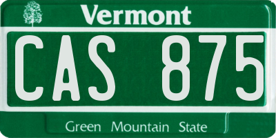 VT license plate CAS875