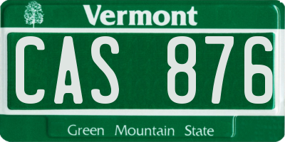 VT license plate CAS876