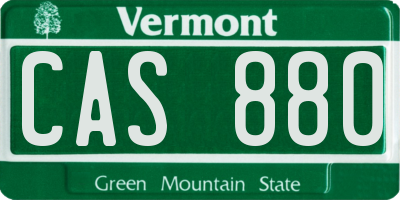 VT license plate CAS880