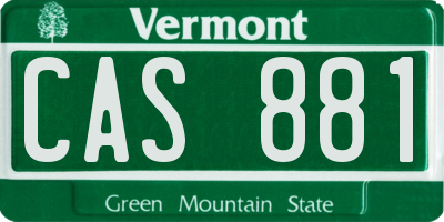 VT license plate CAS881