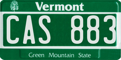 VT license plate CAS883