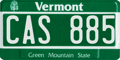 VT license plate CAS885