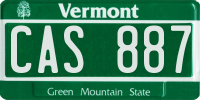 VT license plate CAS887