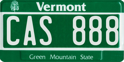 VT license plate CAS888