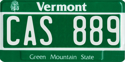 VT license plate CAS889