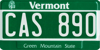 VT license plate CAS890