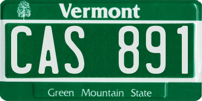 VT license plate CAS891