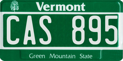 VT license plate CAS895