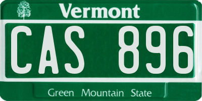 VT license plate CAS896