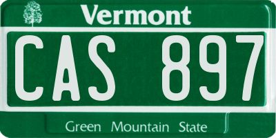 VT license plate CAS897