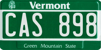 VT license plate CAS898