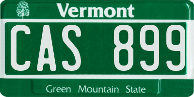 VT license plate CAS899