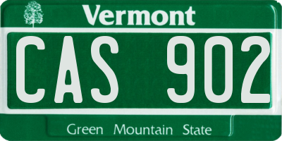 VT license plate CAS902