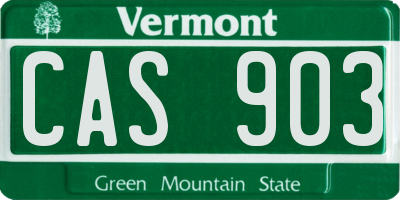 VT license plate CAS903