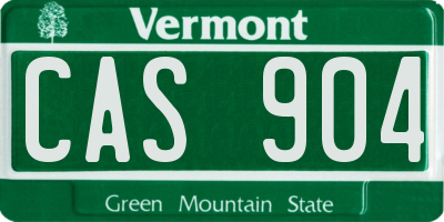 VT license plate CAS904