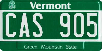 VT license plate CAS905