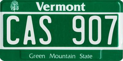 VT license plate CAS907