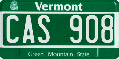 VT license plate CAS908