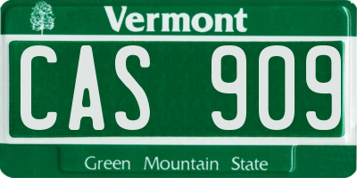 VT license plate CAS909