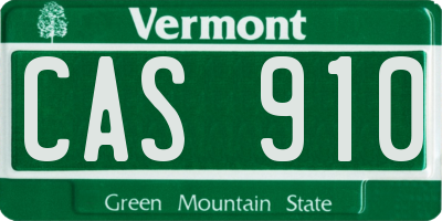 VT license plate CAS910
