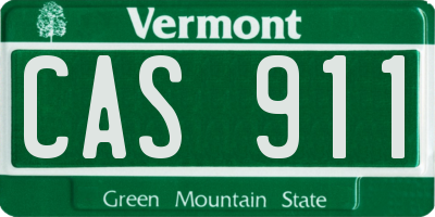 VT license plate CAS911