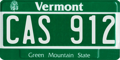 VT license plate CAS912