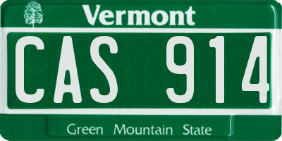 VT license plate CAS914