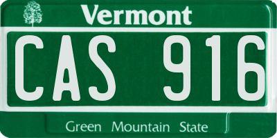 VT license plate CAS916