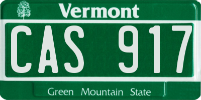 VT license plate CAS917
