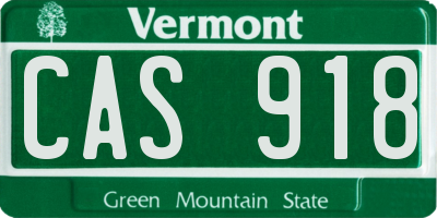 VT license plate CAS918