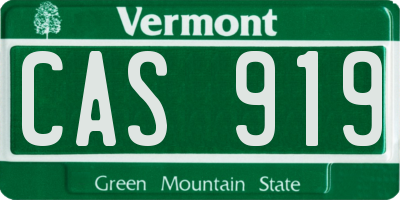 VT license plate CAS919