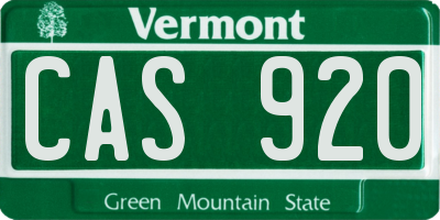 VT license plate CAS920