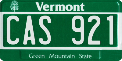 VT license plate CAS921