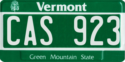 VT license plate CAS923