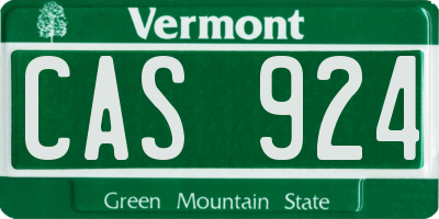 VT license plate CAS924